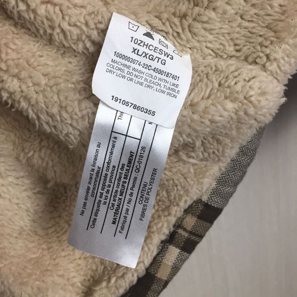 WRANGLER Authentics Men's Beige Plaid Long Sleeve Shirt Shacket Sherpa Fleece XL - Picture 3 of 11